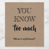 ご存知の通り – Bridesmaid おもしろい Proposal ワインラベル (シングルラベル)