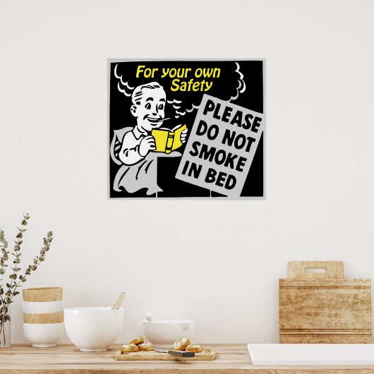 ご安心の為には寝中でタバコを吸わないで下さい ポスター (キッチン)