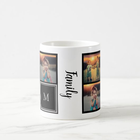 ご家族のフォトコラージュモノグラムを作成 コーヒーマグカップ (中央)