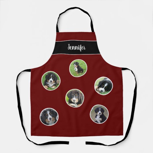 ご家族のペット写真のコラージュ名を作成する エプロン (正面)