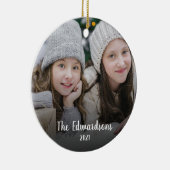 ご家族の写真を作成します。個人用クリスマスセンター セラミックオーナメント (右)