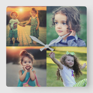 ご家族の写真集の記録を作成 スクエア壁時計