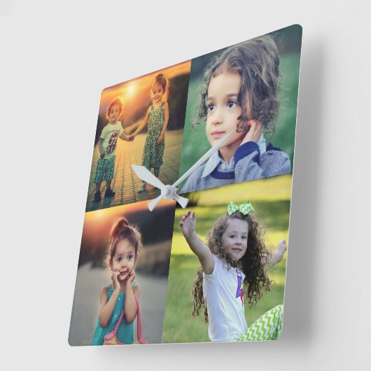 ご家族の写真集の記録を作成 スクエア壁時計 (傾斜)