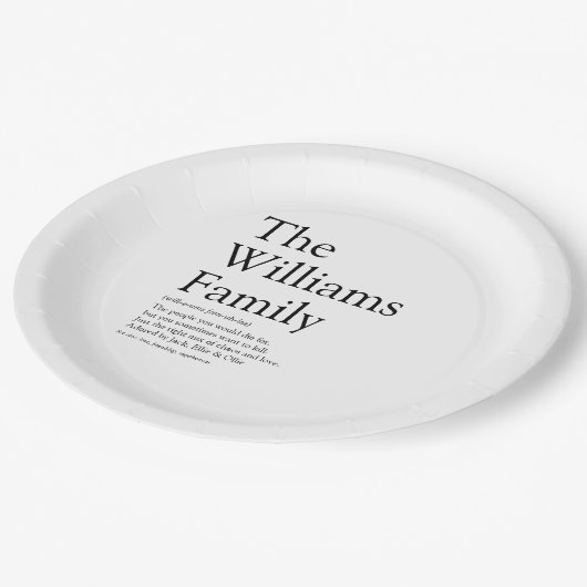 ご家族の定モダン義(白黒) ペーパープレート (アングル)