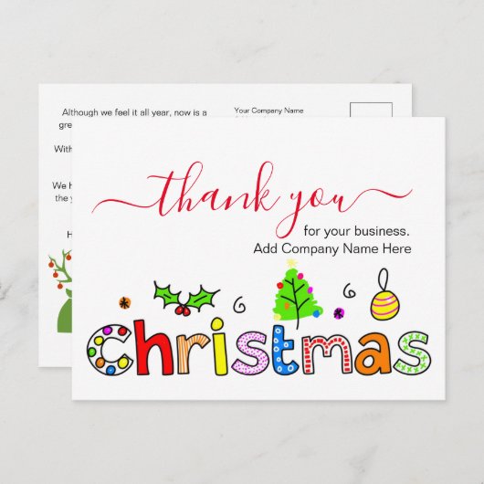 ご愛顧いただきありがとうございます　クリスマス ポストカード (正面/裏面)