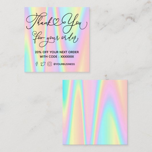 ご感謝してい注文パステルの色 スクエア名刺 (正面/裏面)