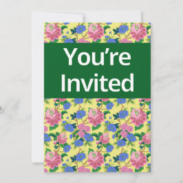 「ご招待です」なプレッピーなシノワズリーの花柄 招待状