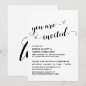 ご招待状 ハートのスクリプト レセプションのみ 招待状 (正面/裏面)