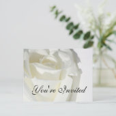 ご招待状 白いバラの招待カード インビテーションポストカード (スタンド正面)