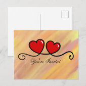 ご招待 - ハート インビテーションポストカード (正面/裏面)