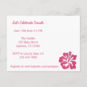 ご招待 ブライズシャワー ピンク ハイビスカス フラワー インビテーションポストカード (裏面)