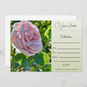 ご招待 - 単一のローズ 招待状 (正面/裏面)
