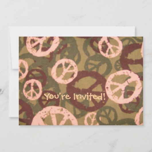 ご招待!-平和のサイン/カモ柄招待状 招待状 (正面)