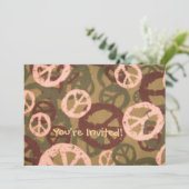 ご招待!-平和のサイン/カモ柄招待状 招待状 (スタンド正面)