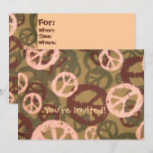 ご招待!-平和のサイン/カモ柄招待状 招待状 (正面/裏面)