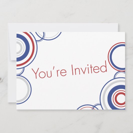 ご招待 - 青と赤の円 招待状 (正面)