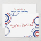 ご招待 - 青と赤の円 招待状 (正面/裏面)