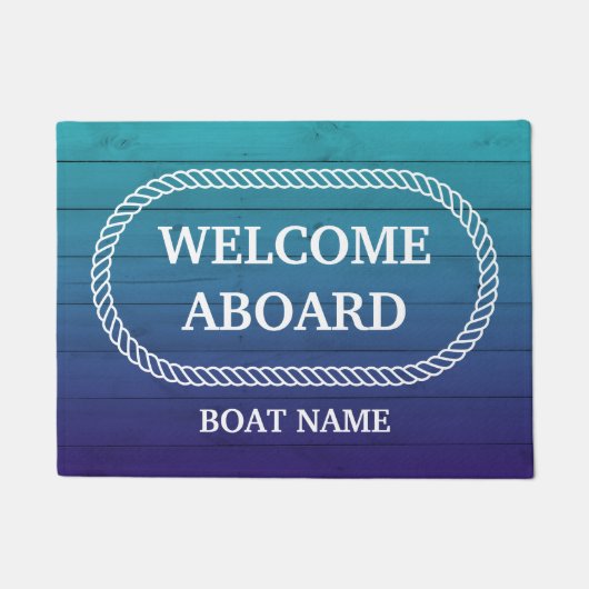 ご搭乗歓迎 オーダーメイド ボート ヨット 玄関マット (正面)