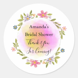 ご来場ありがとうございます ピンクの花のウェディングシャワー ラウンドシール