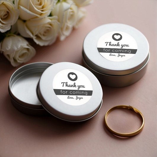 ご来場ありがとうございます 現代のモノクロ ハート ラウンドシール