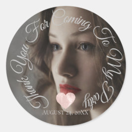 ご来場ありがとうパーティー日付写真ハート ラウンドシール