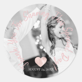ご来場ありがとうパーティー日付写真ハート ラウンドシール