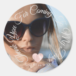 ご来場ありがとうパーティー日付写真ハート ラウンドシール