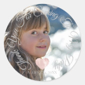 ご来場ありがとうパーティー日付写真ハート ラウンドシール (正面)