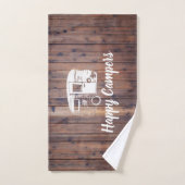 ご機嫌な人のキャンプのトレーラー素朴な木 ハンドタオル (ハンドタオル)