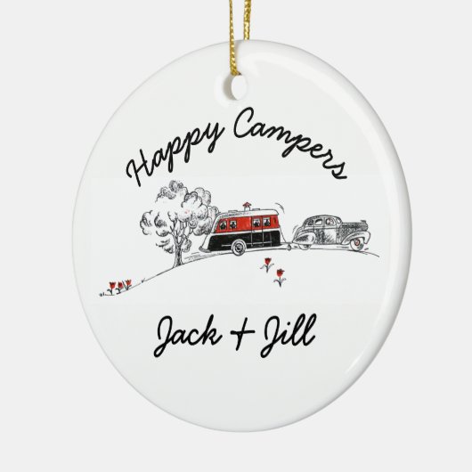 ご機嫌な人パーソナライズな|のヴィンテージRVのキャンピングカー車 セラミックオーナメント (左)
