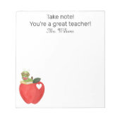 ご注意ください素晴らし先生,先生評価 ノートパッド (正面)