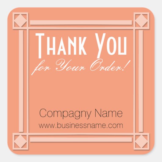 ご注文ありがとうございました企業のピーチステッカー スクエアシール (正面)
