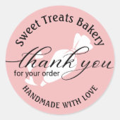 ご注文ありがとうございました可愛いピンクケーキベーカリー ラウンドシール (正面)