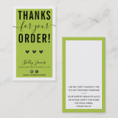 ご注文ありがとうございますはっきりしたINSERT LIME GREEN 名刺 (正面/裏面)