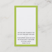ご注文ありがとうございますはっきりしたINSERT LIME GREEN 名刺 (裏面)