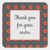 ご注文ありがとうございますオレンジ色の花フローラ スクエアシール (正面)