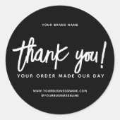 ご注文ありがとうございますカスタムブラックビジネス ラウンドシール (正面)