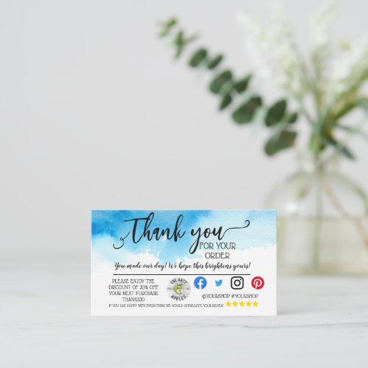 ご注文ありがとうございますカードの注文フォローアップを挿入してください 紹介カード (スタンド正面)