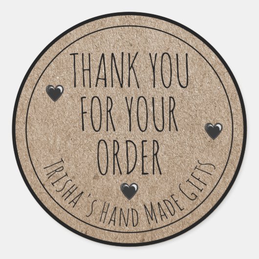 ご注文ありがとうございますクラフト背景スタイル ラウンドシール (正面)