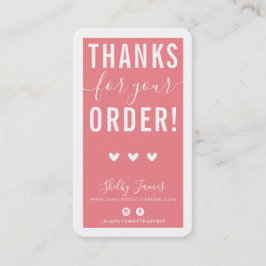 ご注文ありがとうございますコーラルピンクモダン色 名刺