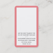 ご注文ありがとうございますコーラルピンクモダン色 名刺 (裏面)