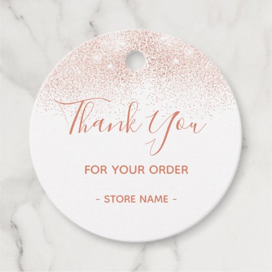 ご注文ありがとうございますバラ金ゴールドグリッター フェイバータグ (正面)