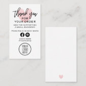 ご注文ありがとうございますブラックとピンクのハート 名刺 (正面/裏面)