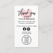 ご注文ありがとうございますブラックとピンクのハート 名刺 (正面)