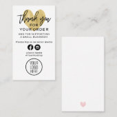 ご注文ありがとうございますブラックと金ゴールドハート 名刺 (正面/裏面)