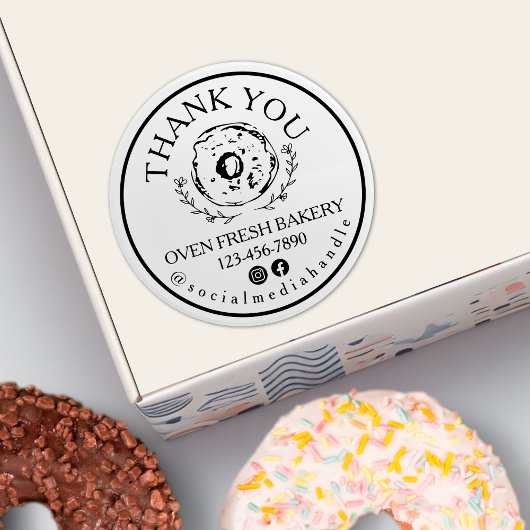 ご注文ありがとうございますベーカリーブラックドーナツ ラウンドシール