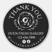 ご注文ありがとうございますベーカリー白黒ドーナツ ラウンドシール (正面)