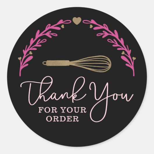 ご注文ありがとうございますベーカリー金ゴールドウィスクリース ラウンドシール (正面)