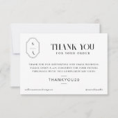 ご注文ありがとうございますミニマルカスタムMonogram サンキューカード (正面)