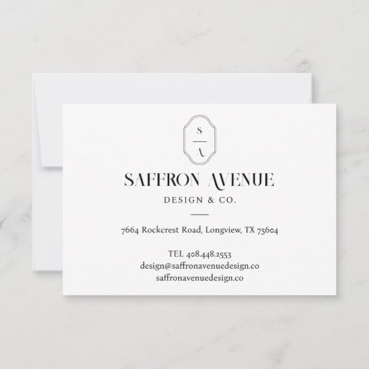 ご注文ありがとうございますミニマルカスタムMonogram サンキューカード (裏面)